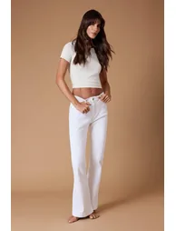 White High Waist Flare Jeans