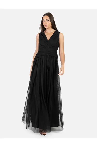 Anaya With Love Recycled Black Sleeveless V Neck Maxi Dress