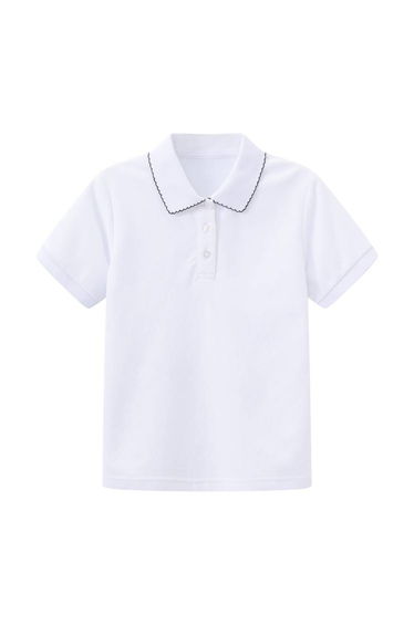 Girls' Polo T-Shirt with Scalloped Collar