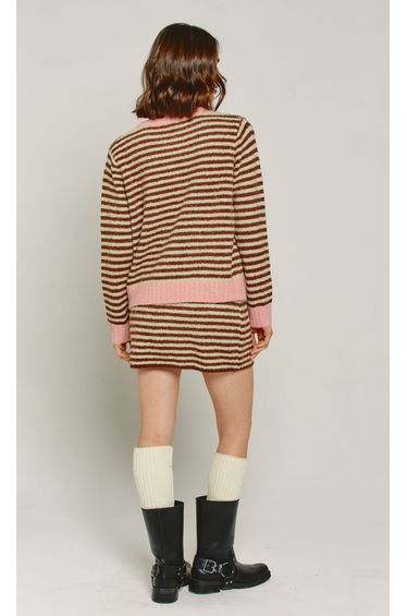 Brown & Pink Stripe Knit Cardigan product thumbnail 3