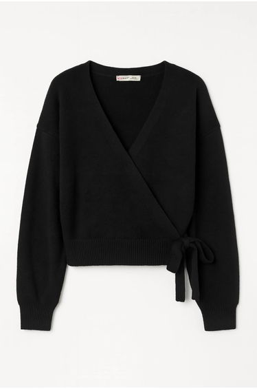 Mixray Ribbed V-Neck Tie-Front Cardigan