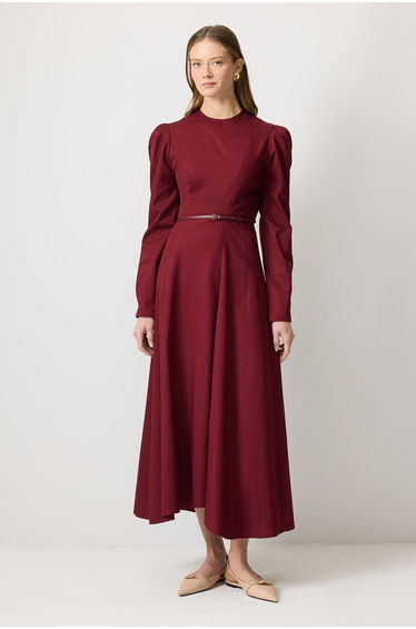 DOTED DRESS WITH THIN BELT
