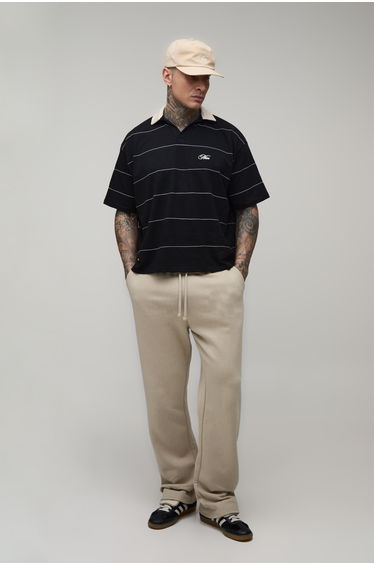 Tall Straight Fit Embroidered Jogger - stone