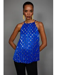 Metallic Spot Sleeveless Top - cobalt