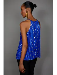 Metallic Spot Sleeveless Top - cobalt - 2