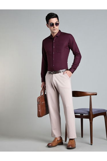 Men Solid Purple Formal Shirt