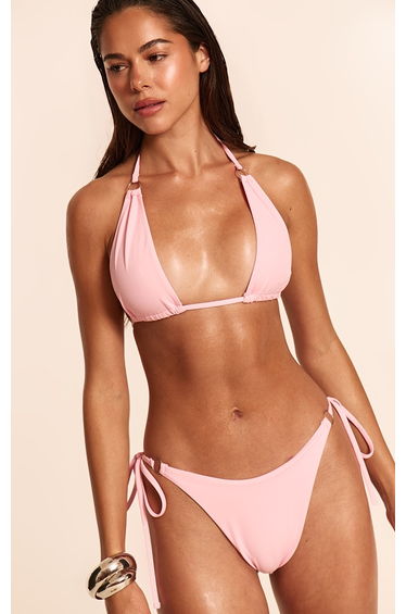 Baby Pink Mini O Ring High Apex Triangle Bikini Top