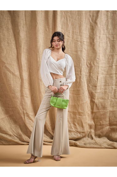 Front Button Flared Bell Bottom Pants