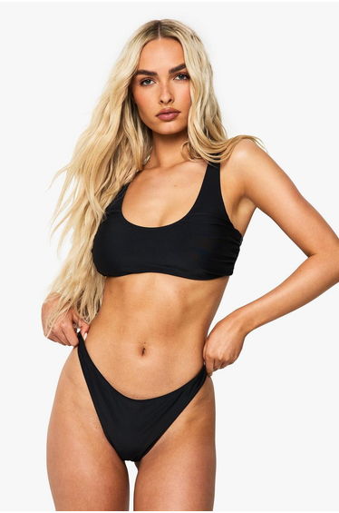 Swimwear Essentials Fuller Bust Scoop Bikini Top - black