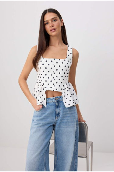White Woven Top&Bottom Blouse