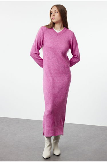 Pink Soft Textured Knitwear Dress
