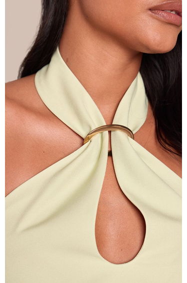 Pale Lime Trim Detail Halterneck Tailored Top Co-ord product thumbnail 4