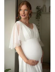 Maternity Pleated A-Line Maxi Dress - 1