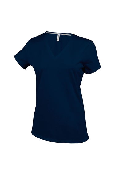 Kariban Womens/Ladies Feminine Fit Short Sleeve V Neck T-Shirt - Navy