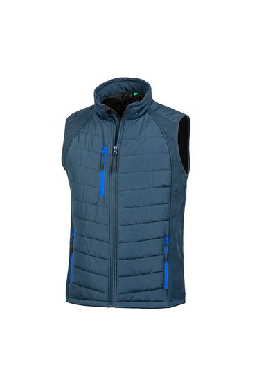 Result Mens Black Compass Padded Soft Shell Gilet - Navy/Royal Blue