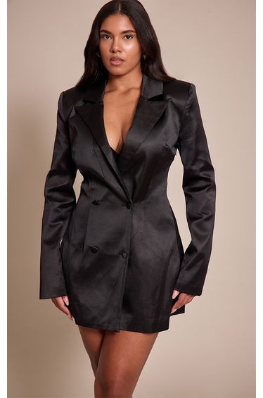 Shape Black Satin Blazer Dress