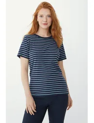Breton Stripe Scoop Neck T-shirt - navy - 1
