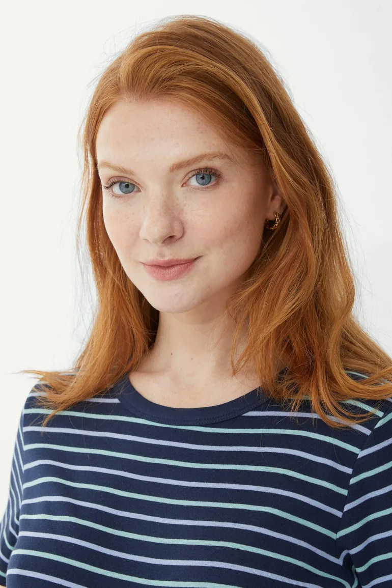 Breton Stripe Scoop Neck T-shirt - navy - 2