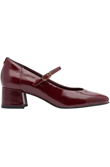 Heeled Leather Mary Jane Ballet Pumps