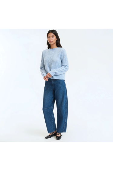 Wool and Alpaca Blend Pullover in Openwork Knit