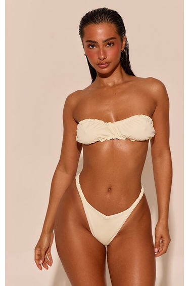 Cream Bungee V Front Bikini Bottoms