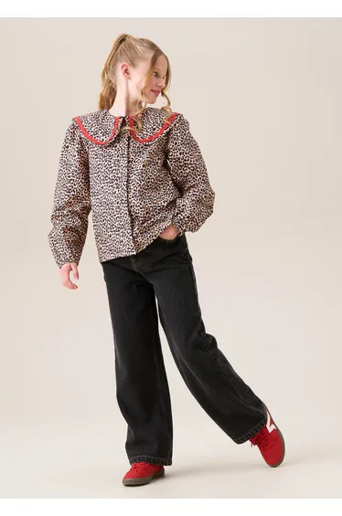 Piper Leopard Star Applique Wide Leg Jean