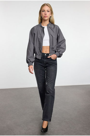Black Normal Waist Straight Jeans