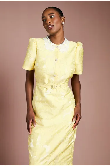 فستان كوست فاشن أصفر ميداكسي بقصة مستقيمة