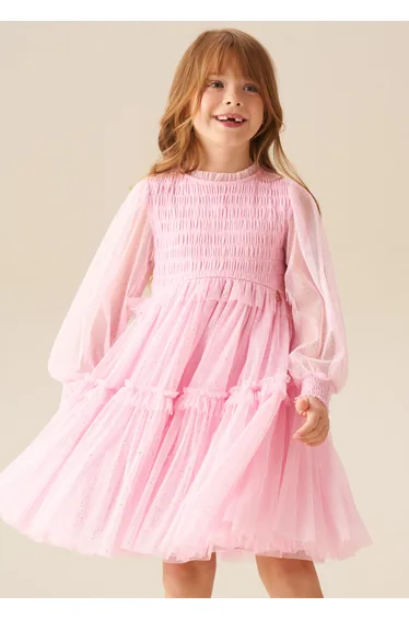 Willow Pink Balloon Sleeve Boho Dress - Pink
