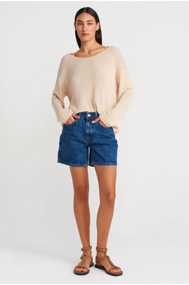 DILVIN Women's Ribbed Boat-Neck Knit Sweater