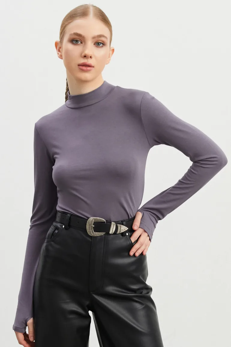 BIPANTOLON Women's 4-Pack Cut-Out Half Turtleneck Bodysuits - 4