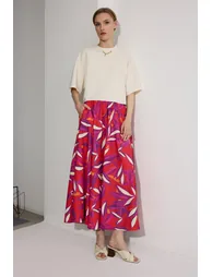 ELASTICATED WAIST PATTERNED SKIRT - 5