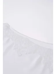Embroidered Lace Trimmed Tie-Back Satin Top in White for Weekend Errands & Casual Outings - 4
