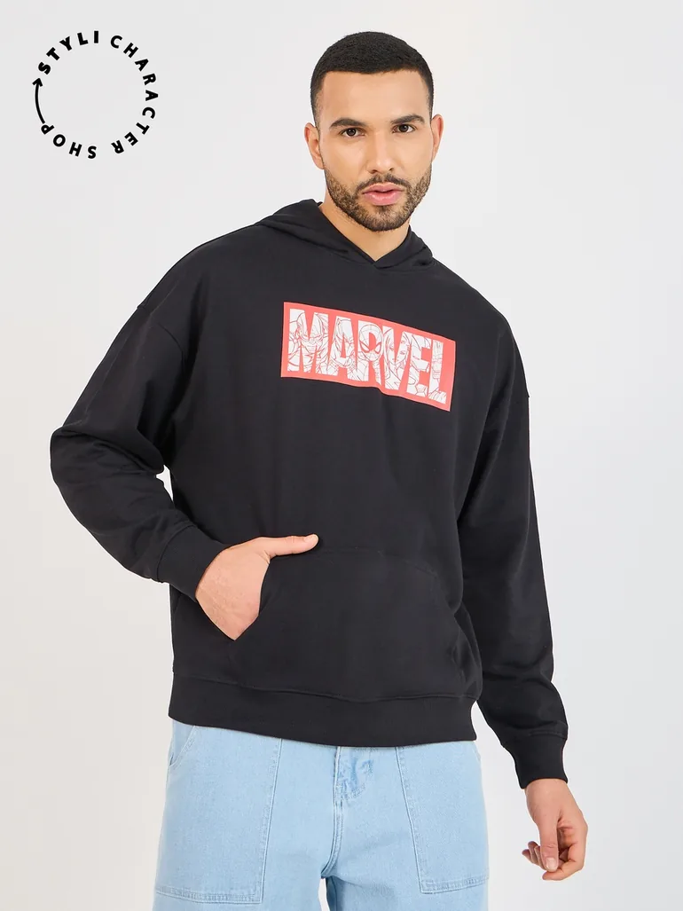 Marvel Character Graphic Print Oversized Hoodie - 1