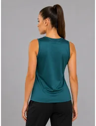 Teal Solid Sleeveless Activewear Top - 2