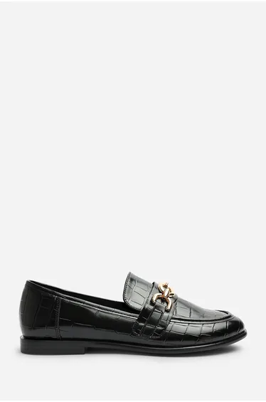 Orelis Girl's School Shoe Chain Trim Detail Flat Loafers