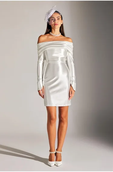 Sophie Off-Shoulder Mini Wedding Dress