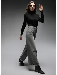High Rise Faded Flared Jeans with Raw Edge Hem - 4