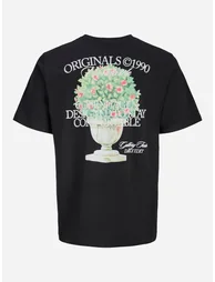 Black Photo Graphic Print Cotton T-Shirt - 1
