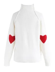 Heart and Soul Patched Knit Sweater in White - 1