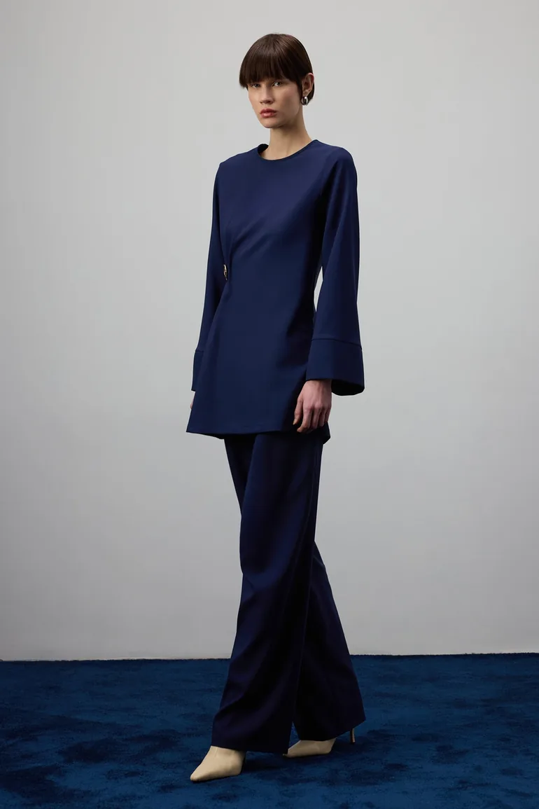 DRAPED BLOUSE WITH METAL ACCESSORY - 2