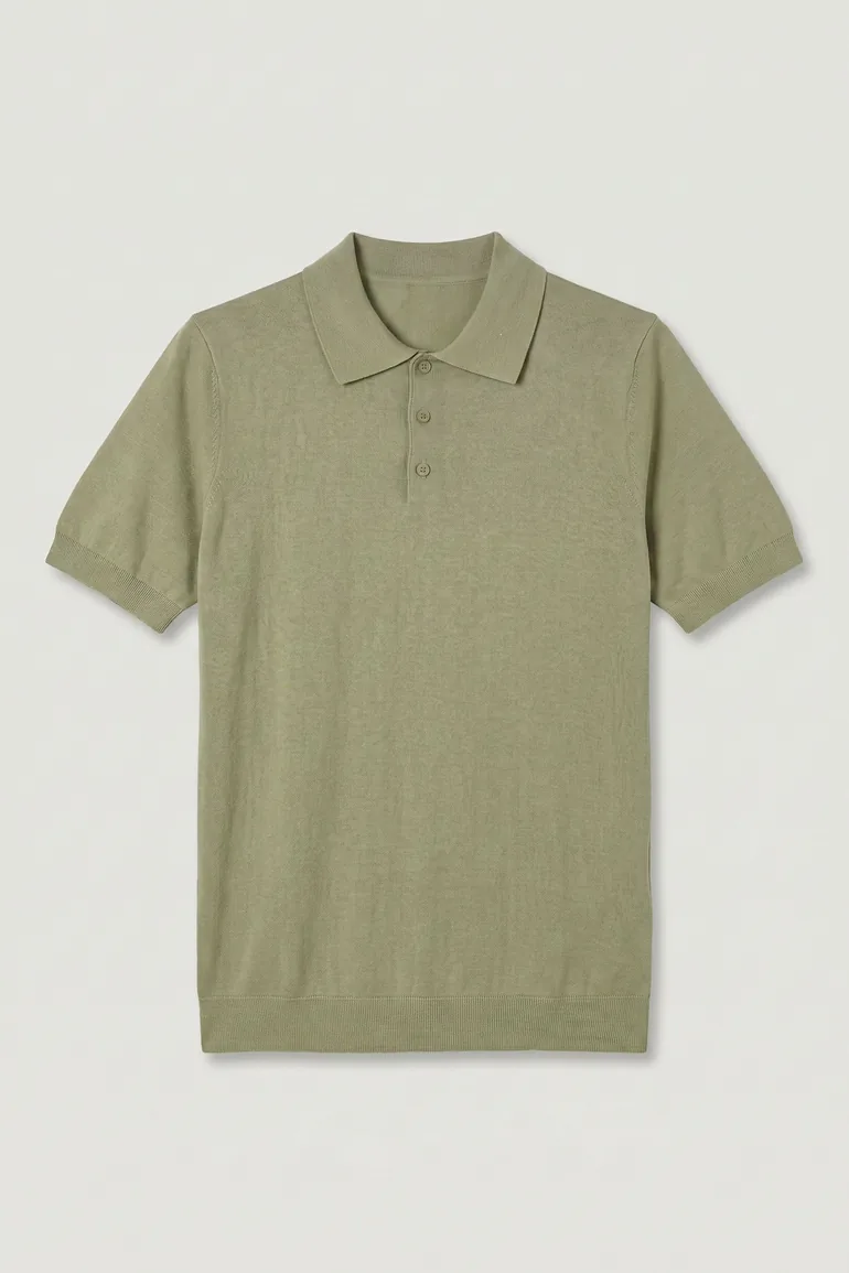 Cotton Knitted Polo Salvia