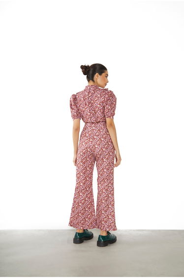 Glamorous Burgundy Chintz Floral High Waisted Trousers product thumbnail 2