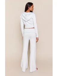 Baby Blue Striped Foldover Knitted Trousers - 2