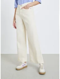 Women Cream High Rise Flared Jeans - 1