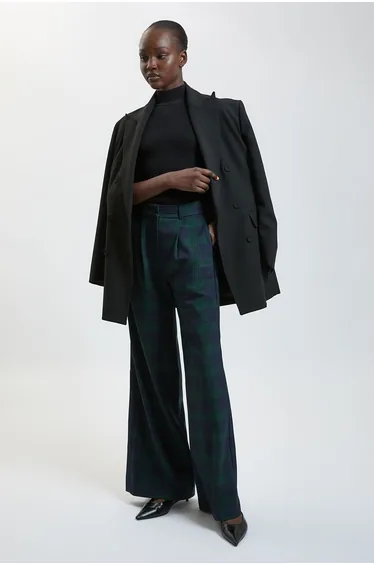 Tartan Check Wide Leg Tailored Trouser