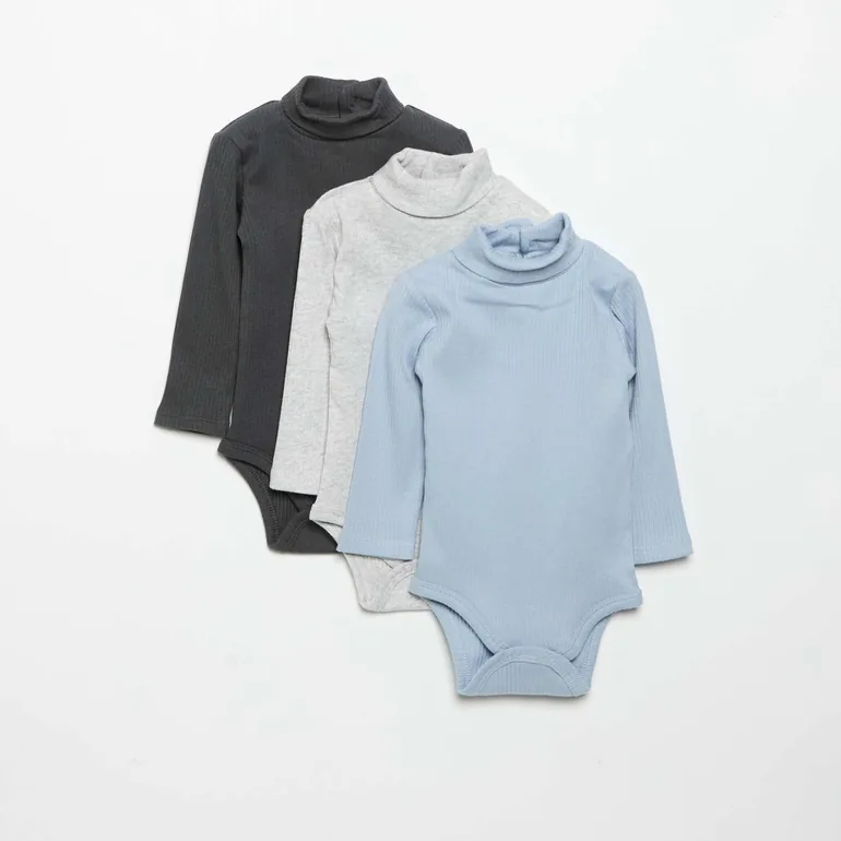 Pack of 3 Turtleneck Bodysuits BLUE