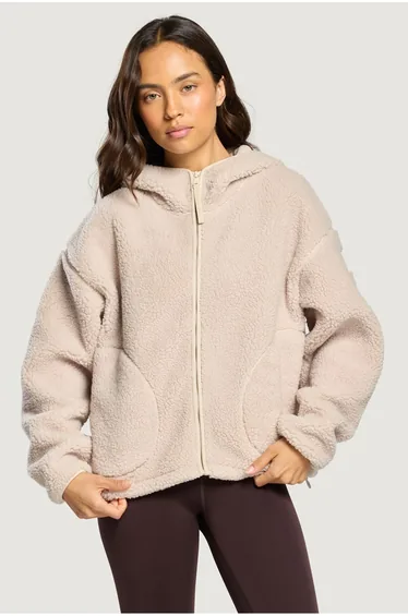 Industry Hooded Full Zip Fleece Jacket Natural
