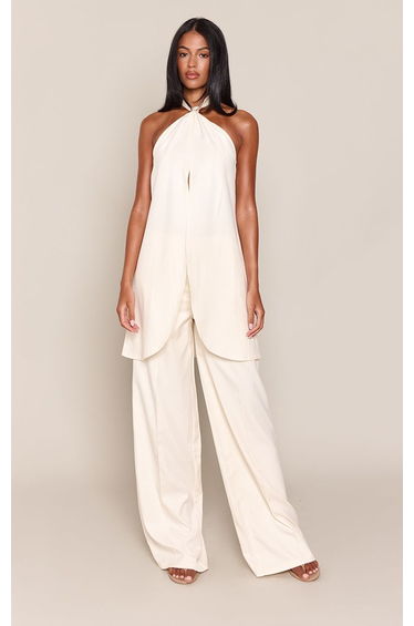 Tall Buttercream Tailored Halter Open Front Top Co-ord product thumbnail 3