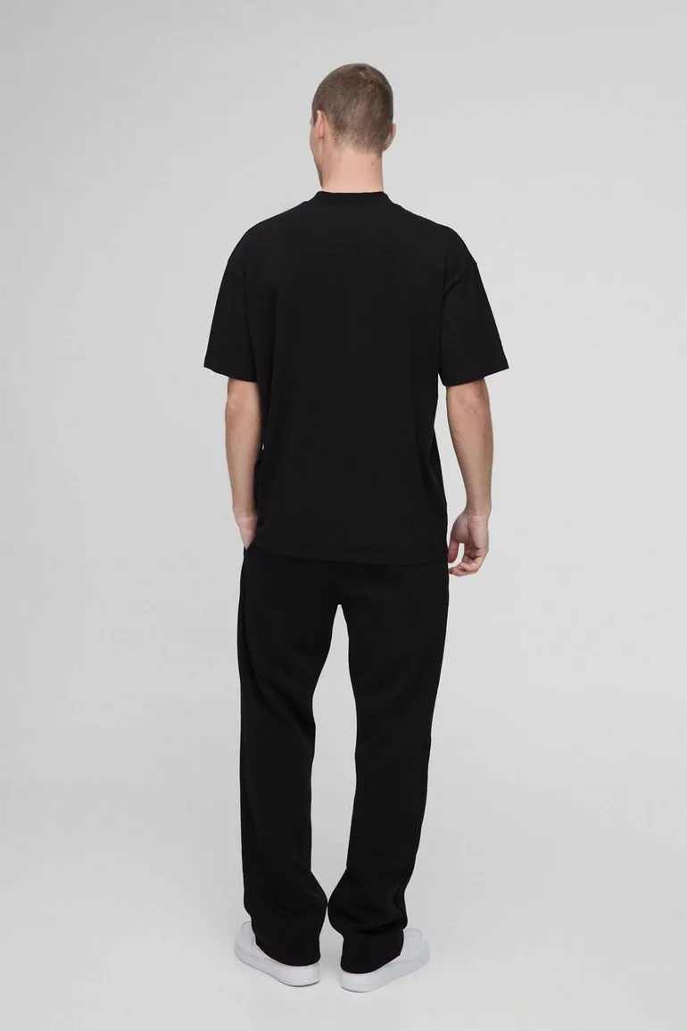 Basic Oversized Extended Neck T-Shirt - black - 1